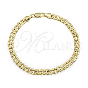 Pulsera Básica 03.419.0031.07 Oro Laminado, Diseño de Miami Cubana, Pulido, Tono Dorado (Calibre 260, Grosor 07 MM, 7 Pulgadas de Largo)