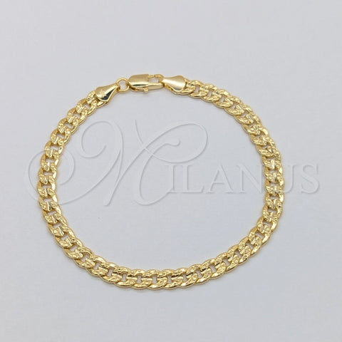 Pulsera Básica 03.419.0031.07 Oro Laminado, Diseño de Miami Cubana, Pulido, Tono Dorado (Calibre 260, Grosor 07 MM, 7 Pulgadas de Largo)