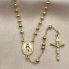 Rosario Fino 09.213.0023.18 Oro Laminado, Diseño de Virgen Maria y Crucifijo, Pulido, Tono Dorado