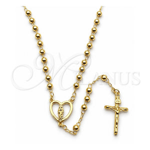 Rosario Fino 09.213.0031.18 Oro Laminado, Diseño de Guadalupe y Crucifijo, Pulido, Tono Dorado