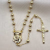 Rosario Fino 09.213.0032.18 Oro Laminado, Diseño de Jesus y Crucifijo, Pulido, Tono Dorado