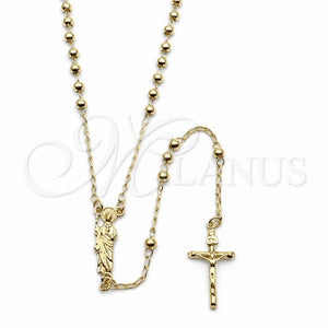 Rosario Fino 09.213.0080.24 Oro Laminado, Diseño de San Judas y Crucifijo, Pulido, Tono Dorado