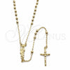 Rosario Fino 09.213.0080.24 Oro Laminado, Diseño de San Judas y Crucifijo, Pulido, Tono Dorado
