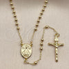 Rosario Fino 09.213.0081.18 Oro Laminado, Diseño de Caridad del Cobre y Crucifijo, Pulido, Tono Dorado