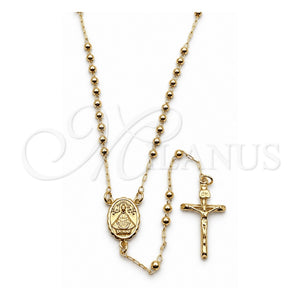 Rosario Fino 09.213.0081.18 Oro Laminado, Diseño de Caridad del Cobre y Crucifijo, Pulido, Tono Dorado