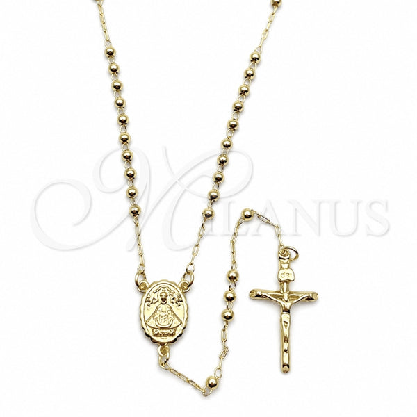 Rosario Fino 09.213.0081.18 Oro Laminado, Diseño de Caridad del Cobre y Crucifijo, Pulido, Tono Dorado