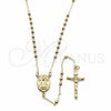 Rosario Fino 09.213.0081.18 Oro Laminado, Diseño de Caridad del Cobre y Crucifijo, Pulido, Tono Dorado