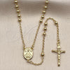 Rosario Fino 09.213.0091.24 Oro Laminado, Diseño de Caridad del Cobre y Crucifijo, Pulido, Tono Dorado