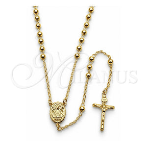 Rosario Fino 09.213.0091.24 Oro Laminado, Diseño de Caridad del Cobre y Crucifijo, Pulido, Tono Dorado