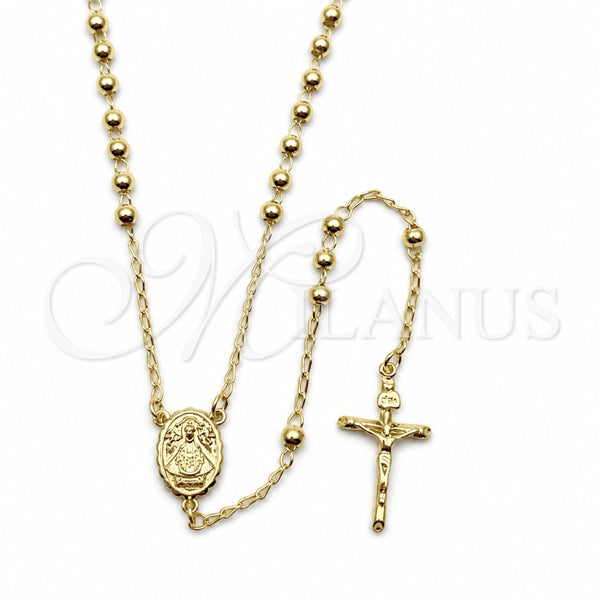 Rosario Fino 09.213.0091.24 Oro Laminado, Diseño de Caridad del Cobre y Crucifijo, Pulido, Tono Dorado