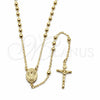 Rosario Fino 09.213.0091.24 Oro Laminado, Diseño de Caridad del Cobre y Crucifijo, Pulido, Tono Dorado