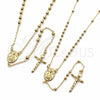 Rosario Fino 09.213.0091.24 Oro Laminado, Diseño de Caridad del Cobre y Crucifijo, Pulido, Tono Dorado