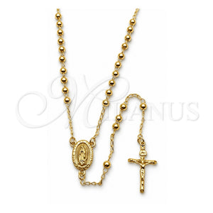 Rosario Fino 09.213.0083.24 Oro Laminado, Diseño de Guadalupe y Crucifijo, Pulido, Tono Dorado