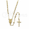 Rosario Fino 09.213.0083.24 Oro Laminado, Diseño de Guadalupe y Crucifijo, Pulido, Tono Dorado