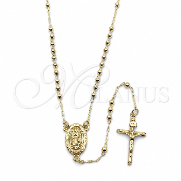 Rosario Fino 09.213.0084.18 Oro Laminado, Diseño de Guadalupe y Crucifijo, Pulido, Tono Dorado