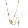 Rosario Fino 09.213.0085.18 Oro Laminado, Diseño de Guadalupe y Crucifijo, Pulido, Tono Dorado