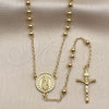 Rosario Fino 09.213.0086.24 Oro Laminado, Diseño de Guadalupe y Crucifijo, Pulido, Tono Dorado