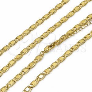 Tobillera Básica 04.63.1417.22 Oro Laminado, Diseño de Mariner, Diamantado, Tono Dorado (Calibre 100, Grosor 06 MM, 22 Pulgadas de Largo)