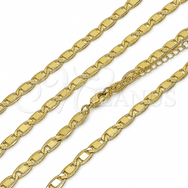 Tobillera Básica 04.63.1417.22 Oro Laminado, Diseño de Mariner, Diamantado, Tono Dorado (Calibre 100, Grosor 06 MM, 22 Pulgadas de Largo)