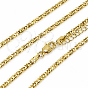 Tobillera Básica 04.63.1424.18 Oro Laminado, Diseño de Miami Cubana, Diamantado, Tono Dorado (Calibre 0.80, Grosor 02.8 MM, 18 Pulgadas de Largo)