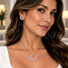 Juego de Arete y Dije de Adulto 10.264.0006 Oro Laminado Blanco, con Zirconia Cubica Blanca, Pulido, Rodinado
