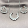 Juego de Arete y Dije de Adulto 10.264.0006 Oro Laminado Blanco, con Zirconia Cubica Blanca, Pulido, Rodinado