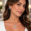 Juego de Arete y Dije de Adulto 10.264.0007 Oro Laminado Blanco, Diseño de Baguette, con Zirconia Cubica Blanca, Pulido, Rodinado
