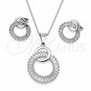 Juego de Arete y Dije de Adulto 10.264.0007 Oro Laminado Blanco, Diseño de Baguette, con Zirconia Cubica Blanca, Pulido, Rodinado