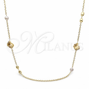 Gargantilla Elegante 04.414.0001.38 Oro Laminado, Diseño de Caracol y Bola, con Madre Perla Marfil y Perla Marfil, Pulido, Tono Dorado (Grosor 04 MM, 38 Pulgadas de Largo)