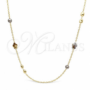 Gargantilla Elegante 04.414.0002.36 Oro Laminado, Diseño de Tortuga y Bola, con Madre Perla Marfil y Perla Gris, Pulido, Tono Dorado (Grosor 04 MM, 36 Pulgadas de Largo)