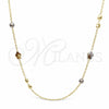 Gargantilla Elegante 04.414.0002.36 Oro Laminado, Diseño de Tortuga y Bola, con Madre Perla Marfil y Perla Gris, Pulido, Tono Dorado (Grosor 04 MM, 36 Pulgadas de Largo)