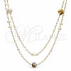 Gargantilla Elegante 04.414.0003.60 Oro Laminado, Diseño de Concha y Bola, con Perla Marfil y Madre Perla Marfil, Pulido, Tono Dorado (Grosor 06 MM, 60 Pulgadas de Largo)