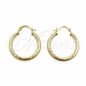 Argolla Mediana 02.213.0247.1.25 Oro Laminado, Diseño de Hueco, Diamantado, Tono Dorado