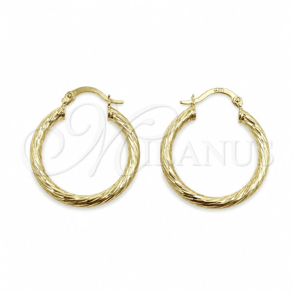 Argolla Mediana 02.213.0247.1.25 Oro Laminado, Diseño de Hueco, Diamantado, Tono Dorado