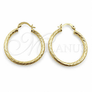 Argolla Mediana 02.213.0247.1.30 Oro Laminado, Diseño de Hueco, Diamantado, Tono Dorado