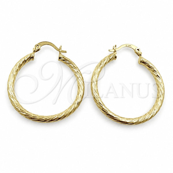 Argolla Mediana 02.213.0247.1.30 Oro Laminado, Diseño de Hueco, Diamantado, Tono Dorado