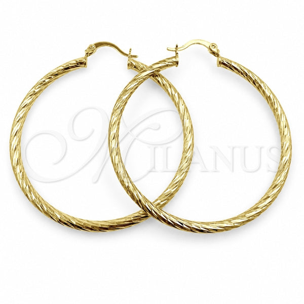 Argolla Mediana 02.213.0247.1.50 Oro Laminado, Diseño de Hueco, Diamantado, Tono Dorado