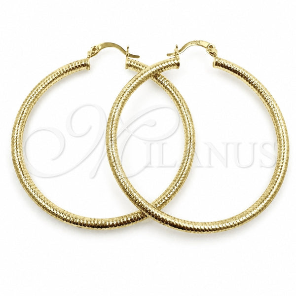 Argolla Grande 02.213.0258.50 Oro Laminado, Diseño de Hueco, Diamantado, Tono Dorado