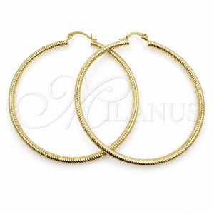 Argolla Grande 02.213.0258.60 Oro Laminado, Diseño de Hueco, Diamantado, Tono Dorado
