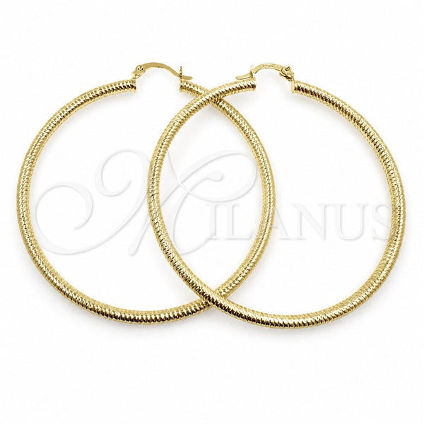 Argolla Grande 02.213.0258.60 Oro Laminado, Diseño de Hueco, Diamantado, Tono Dorado