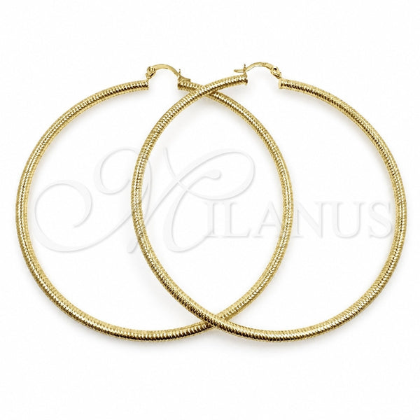 Argolla Extra Grande 02.213.0258.80 Oro Laminado, Diseño de Hueco, Diamantado, Tono Dorado
