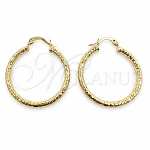 Argolla Mediana 02.213.0259.1.30 Oro Laminado, Diseño de Hueco, Diamantado, Tono Dorado