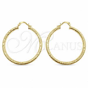 Argolla Mediana 02.213.0259.1.40 Oro Laminado, Diseño de Hueco, Diamantado, Tono Dorado