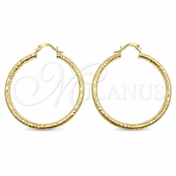Argolla Mediana 02.213.0259.1.40 Oro Laminado, Diseño de Hueco, Diamantado, Tono Dorado