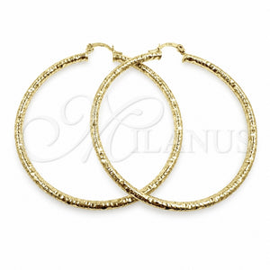 Argolla Grande 02.213.0259.1.60 Oro Laminado, Diseño de Hueco, Diamantado, Tono Dorado