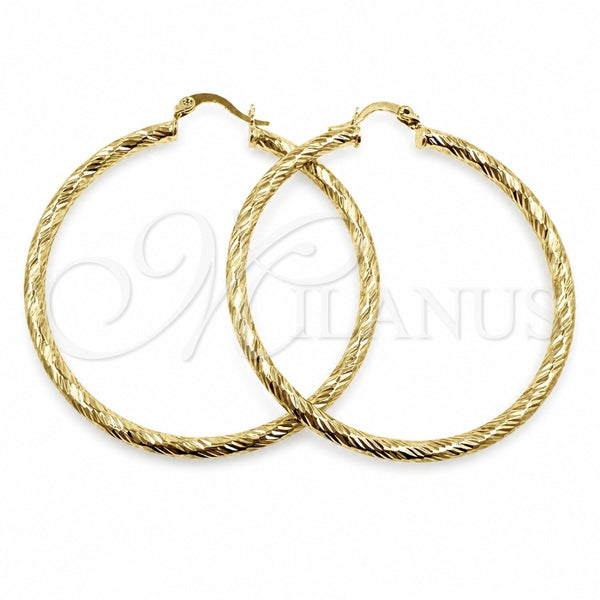 Argolla Grande 02.213.0240.50 Oro Laminado, Diseño de Hueco, Diamantado, Tono Dorado