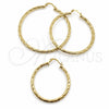 Argolla Grande 02.213.0240.50 Oro Laminado, Diseño de Hueco, Diamantado, Tono Dorado