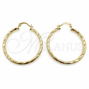 Argolla Grande 02.213.0240.40 Oro Laminado, Diseño de Hueco, Diamantado, Tono Dorado