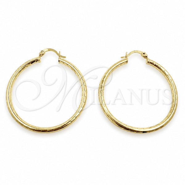 Argolla Mediana 02.213.0243.1.40 Oro Laminado, Diseño de Hueco, Diamantado, Tono Dorado