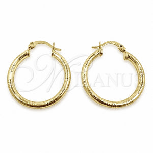 Argolla Pequeña 02.213.0909.25 Oro Laminado, Diseño de Hueco, Diamantado, Tono Dorado